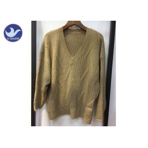 China Soft And Comfortable Chunky V Neck Knit Sweater / Women'S Long Sleeve Pullovers on sale
