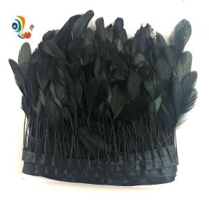 Customized Stripped Coque Feather Fringe Trim with Dyed Pattern
