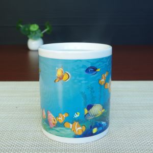 Black Glazed Creative Color Changing Coffee Mug With Mask And Dart