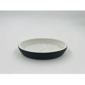 Cement Bathroom Accessories Set White With Black Print And Ribbed Vertical