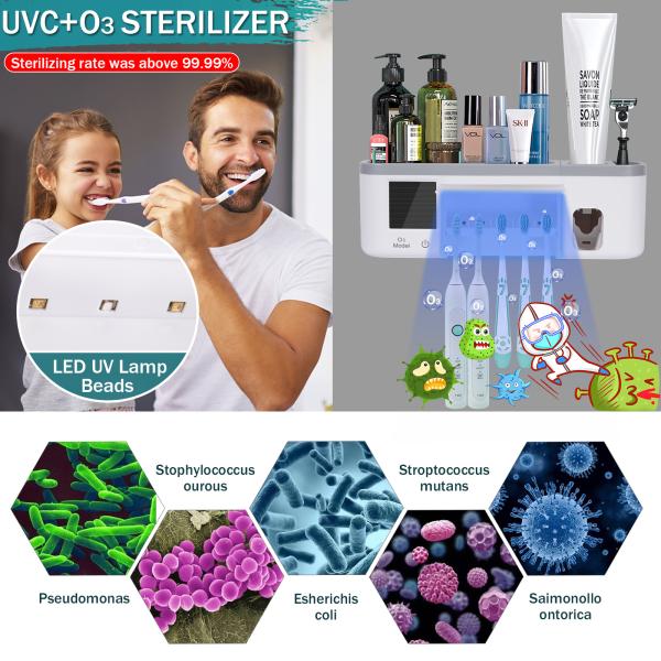 Wall Mounted UV Toothbrush Holder Bathroom Automatic Toothpaste Squeezer