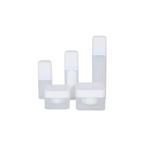China 6pcs Froseted White Square Airless Lotion Bottles And Luxury Cream Jar Fancy Cosmetic Skincare Set For Travel Packaging on sale