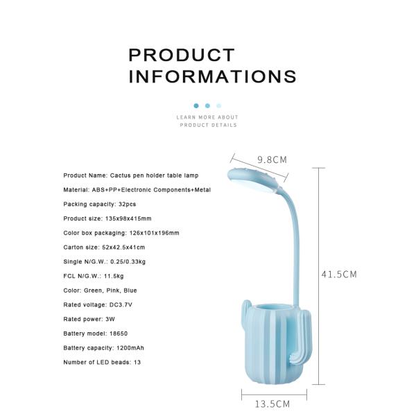 1200mAh Led Table Lamp Rechargeable