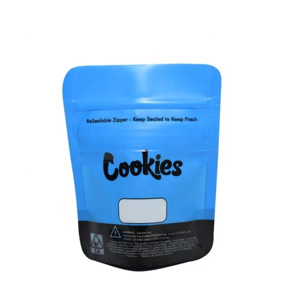 Quality Custom Herbal Incense Packaging 3.5g Cookies Bag Mylar Child Proof With Clear Window wholesale