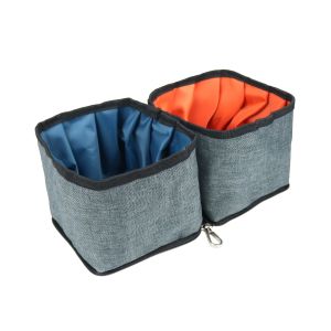Foldable Portable Oxford Cloth Pet Feeder Bowls Dry Wet Depart