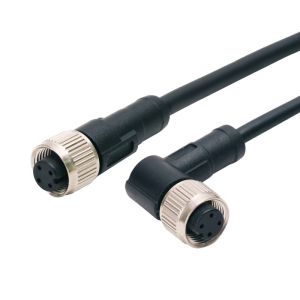 250V M12 Waterproof Connector A Coding IP67 90 Degree 4pins Female Molding