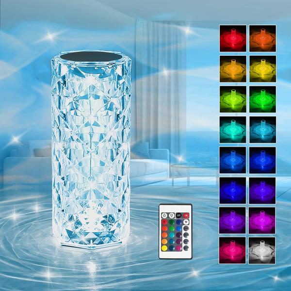 Quality 16 Colors RGB Rose Crystal Table Lamp With Remote Control Diamond wholesale