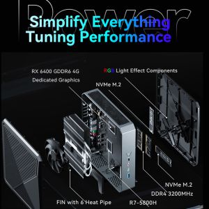 Fanless Ryzen R7 5800H Gaming Mini PC With DDR4 32G 3200MHz And Dual Ethernet