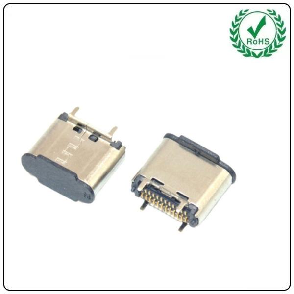 Quality USB-31C-F-01BS02 H6.5 USB 3.1 Type C Female Socket Right Angle PCB SMT Dual Row Tab wholesale