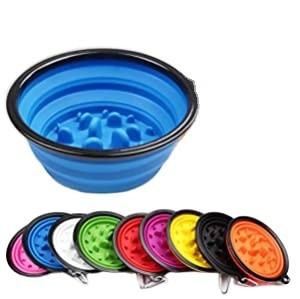 Silicone Collapsible Slow eating Dog Water Bowl Portable Foldable For Feeding
