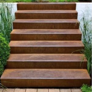 Custom Made Corten Steel Garden Steps Rusted Red Color