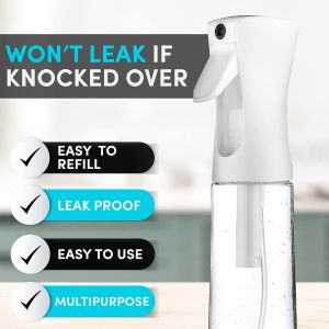 300ml Plastic White Smooth Cylindrical Bottle with white Spray For Empty trigger