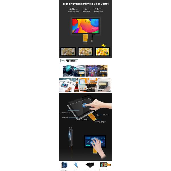 Polcd 7 Inch 800*480 Resolution 50 Pin RGB Screen 7" Capacitive Touch TFT Display For Industrial Medical