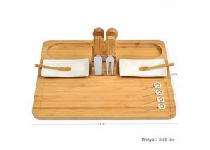 Cheap Rectangle Shaped Bamboo Kitchen Supplies , Bamboo Cheese Tray Platter With Knife Set for sale