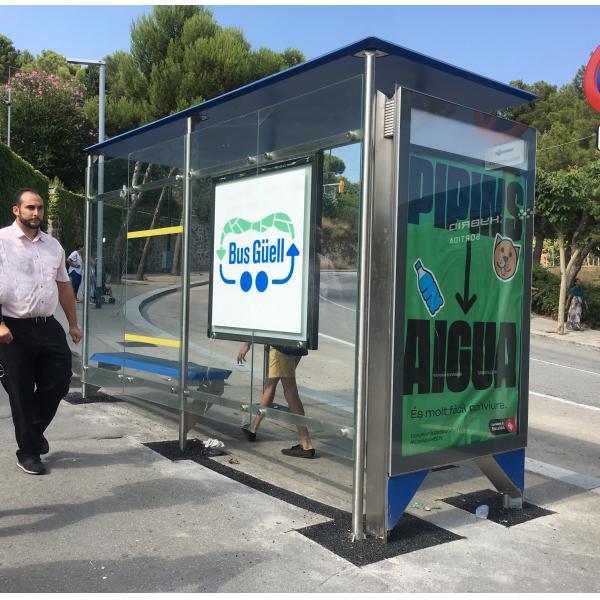 Trash Bin Mounted 130mm W1600mm Modern Bus Shelter