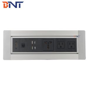 Office furniture media dual usb charger manual flip up table socket