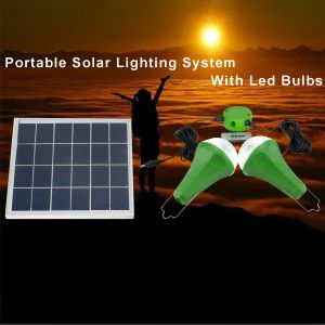 CE ROHS 10W 5V 2pcs*3W Bulb Solar Light Kits With Mono Solar Panel