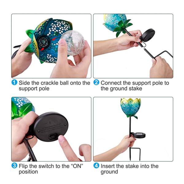 1.2V 70mA IP65 LED Solar Garden Stake Lights