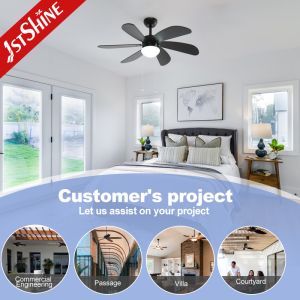 Restaurant Pull Chain Switch Ceiling Fan Six MDF Blades AC Motor