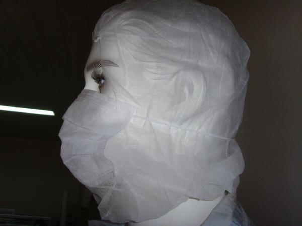 Quality White Disposable Balaclava Hood / Medical Head Cover With Face Mask Bottom Open wholesale