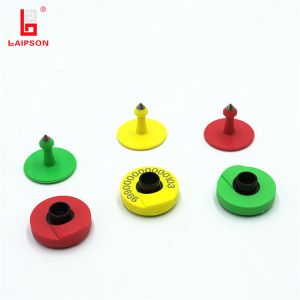 China Mini Electronic Red Yellow RFID Animal Ear Tag For Sheep Cattle Tracking on sale
