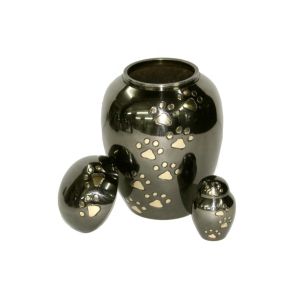 Shining Finish Personalised Pet Urn Size 3 - 10 Inch With Paw Engraved Carving