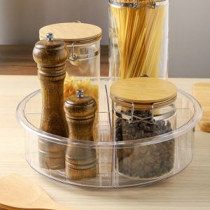 Plastic Rotating Storage Container Clear Turntable For Cabinet