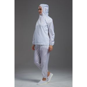 Anti static cleanroom ESD sterilized white color jacket and pant non-zipper for