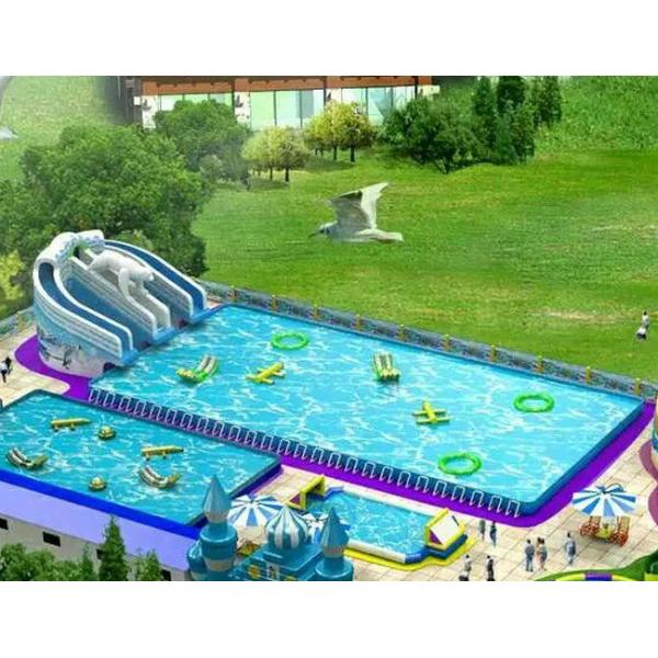 0.9mm Strong PVC Tarpaulin Inflatable Water Park For Adults / Children