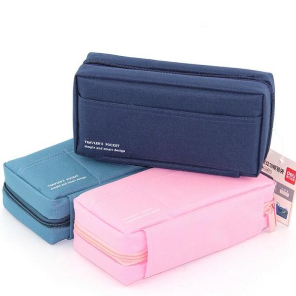 Quality Canvas Multi - compartments Storage Stationery Student Pencil Pouches wholesale