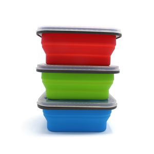 600ML Rectangle BPA Free Silicone Folding Bento Box
