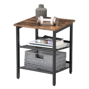 Side Table with Adjustable Shelf for Home, Industrial Side Table, Small End