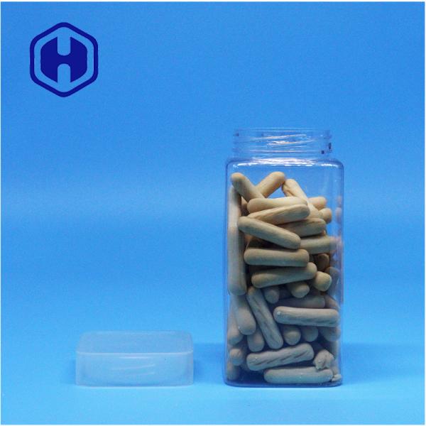 Clear Square Peanut Butter Jelly Tea Leaf Pecan Plastic PET Jars Flat Screw Top