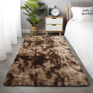 Brown Plush Tie-dyed Bedroom Area Rug Hotel Living Room Center Rectangle Carpet
