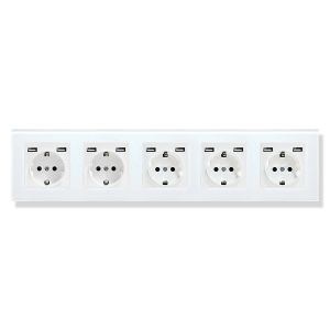 Cheap 60mm GND Modern Plug Sockets Tempered Glass Panel Wall Socket With Usb Port for sale