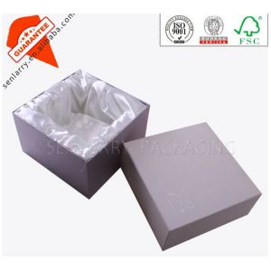 China handmade top and bottom silk lined cosmetic paper packaging box on sale
