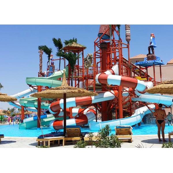 Pirate Ship Water Theme Park / Outdoor Aqua Playground For Family