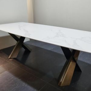 Modern Ceramic Marble Top Dining Table With Chair Rectangle Shape