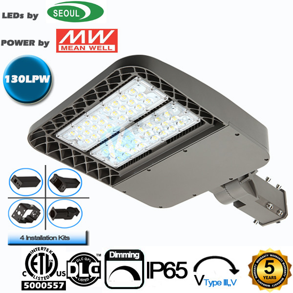 Quality ETL DLC CE Listed LED Area Light 60W 130Lm/W Efficiency Street Lighting Fixtures wholesale
