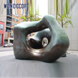 Large Outdoor Abstract Geometric Copper Sculpture With 3D Design