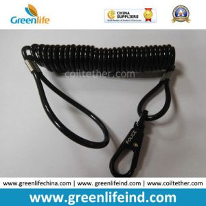 China Police Using Black Strong Safe Spring Hook Coil Lanyard on sale