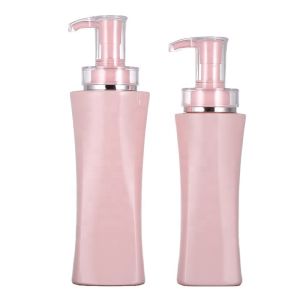 Wholesale 350ml 500ml Luxury Pink Square Airless Refillable Shower Gel Empty