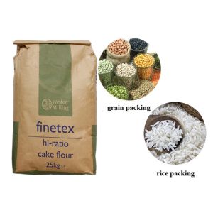 China Open Top Flat Bottom Sewn 20kg Multiwall Paper Bags 25 Kg Package Paper Bag on sale