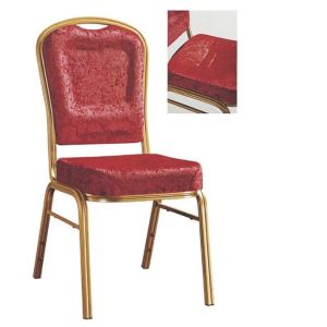 stackable silver tube and purple fabric church chair with handle