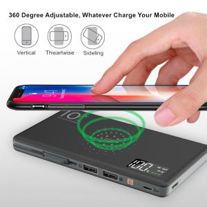 New Fast Charging Digital Display Qi Wireless Power Bank 10000mA with Built-in