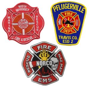 Cheap Iron On 3D 100mm Embroidered Fire Marshal Patch Environment Friendly for sale