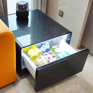 Modern Folded Glass LED Light Wireless Charging Coffee Table for Home Office