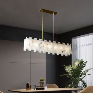 Iron Scagliola High End Pendant Lights With Marble Lampshade