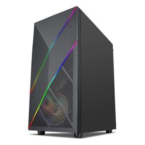ETEK - PC Mid Tower Case Irregular and Mesh Front Panel with ARGB LED Strip
