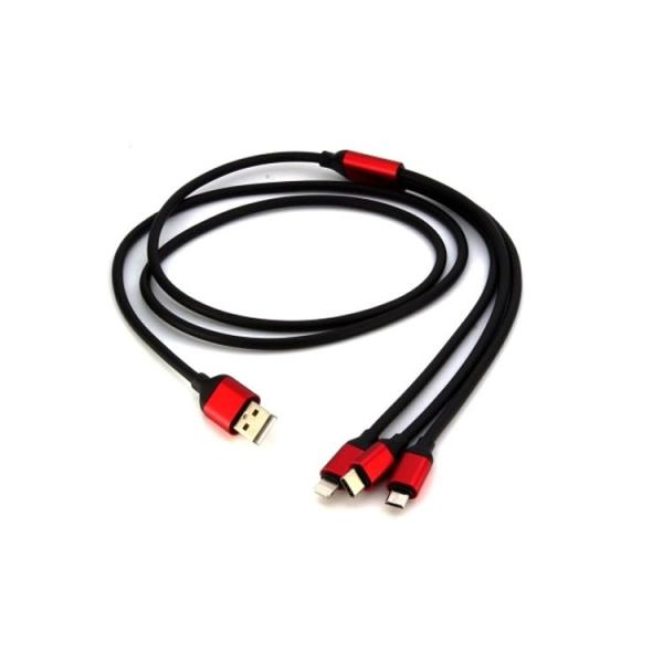 1.2 M 3 in1 Multi-Function Durable TPE Micro USB Type C charging Cable Cord For